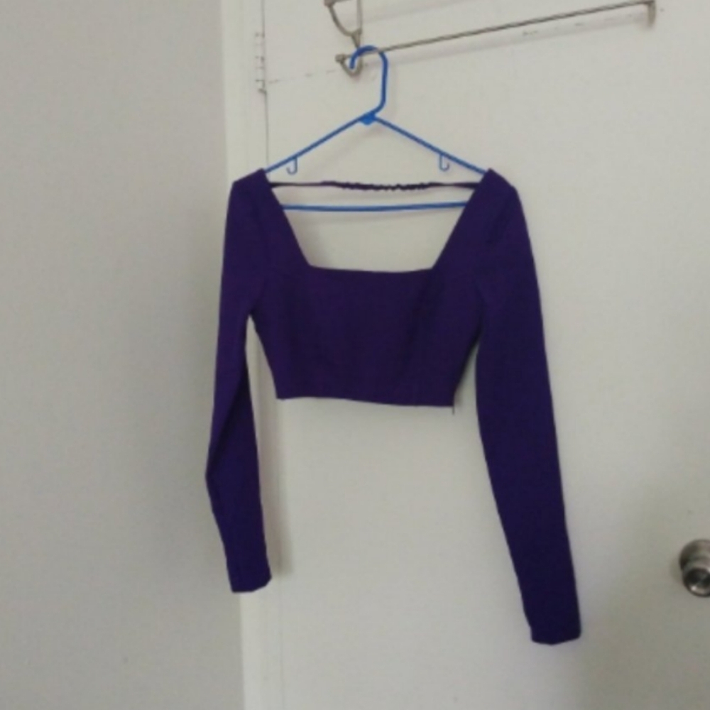 Zara Purple Square Neckline Crop Top Sz XS